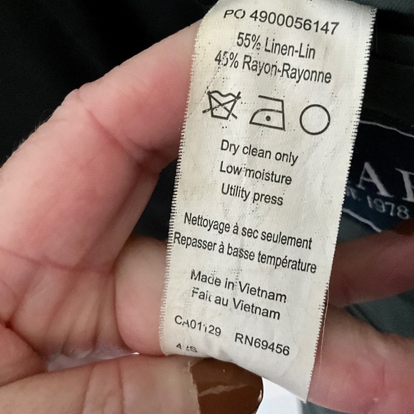 Chaps Men/Unisex Blazer Black Linen/Rayon blend 2 buttons Size 42S Oversized - Picture 9 of 11